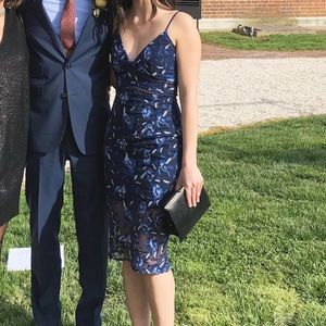 Beautiful blue floral embroidered midi dress.